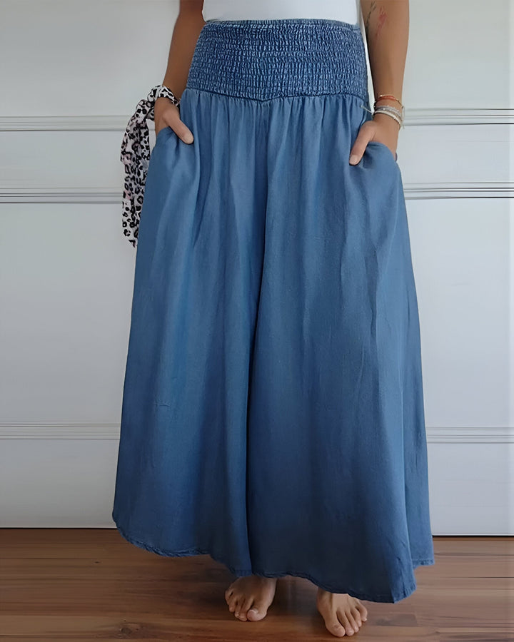 Beverly | Pantalon large pour femme avec taille smockée