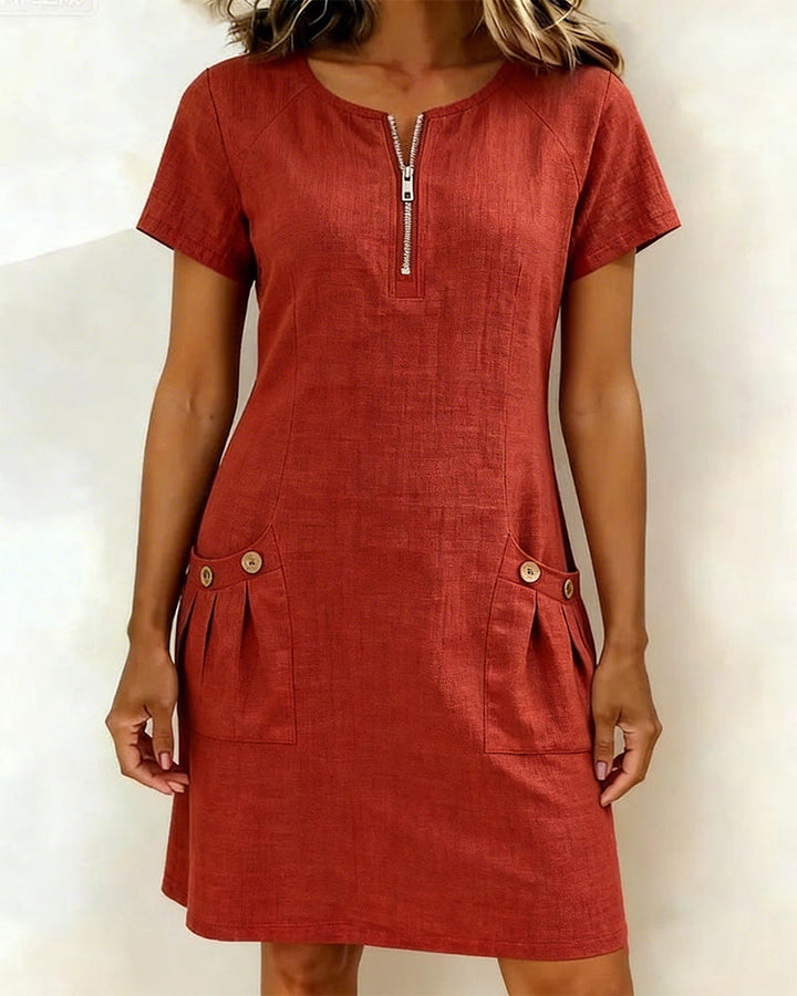 Madeleine | Robe en Coton Avec Fermeture Eclair