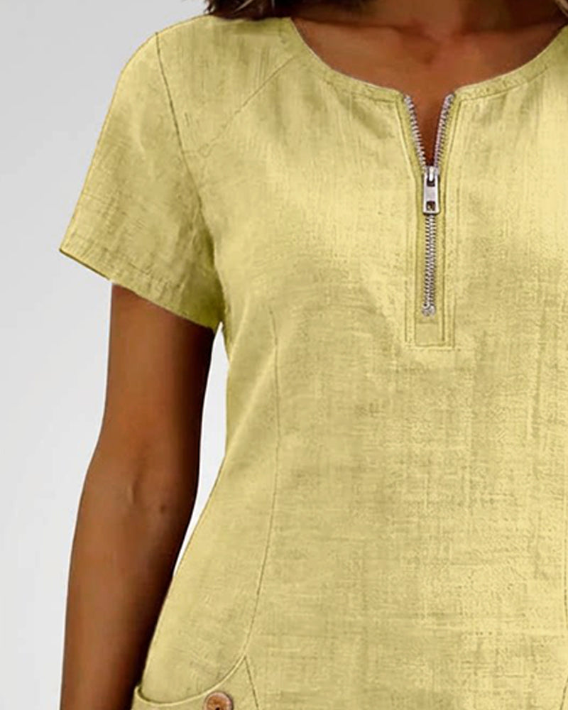 Madeleine | Robe en Coton Avec Fermeture Eclair