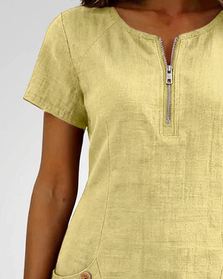Madeleine | Robe en Coton Avec Fermeture Eclair