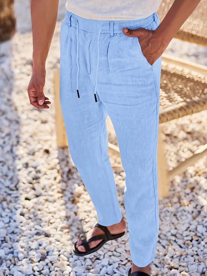 ANTHONY | PANTALONS LARGES EN LIN AVEC CORDON