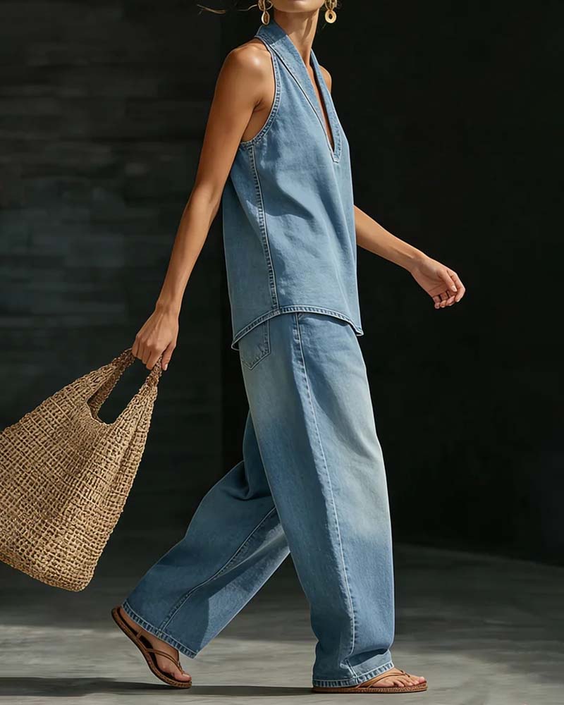 Marie | Ensemble Long Fluide Col en V