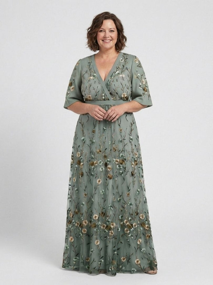 Evadne | Robe Maxi à Manches Courtes