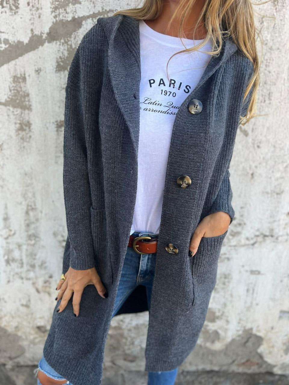 Ruby | Cardigan à Capuche Long et Confortable