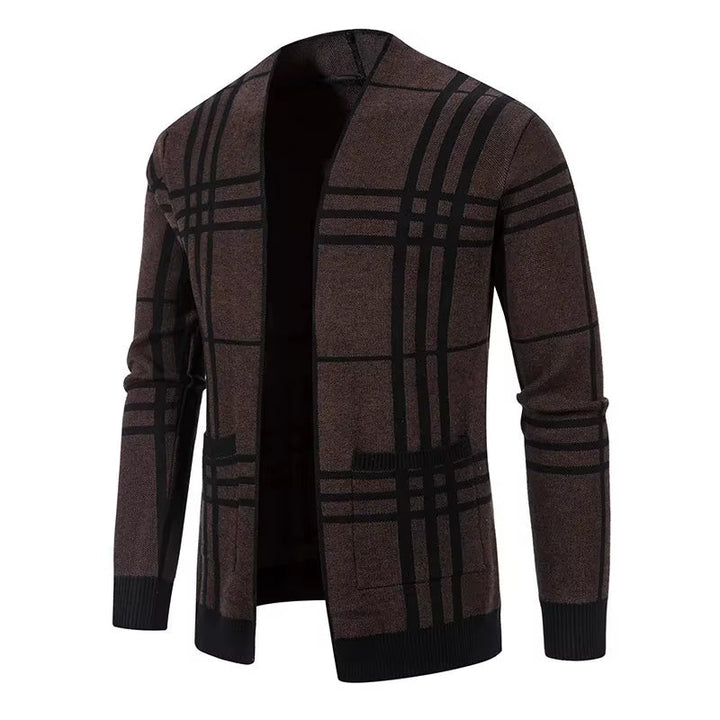 JOHN | CARDIGAN EN MAILLE À CARREAUX