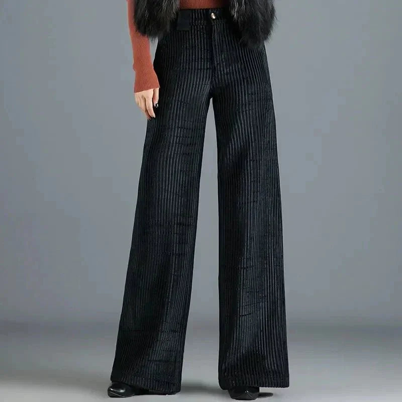 ARLYN | PANTALON EN VELOURS TRICOTÉ TAILLE HAUTE POUR FEMME