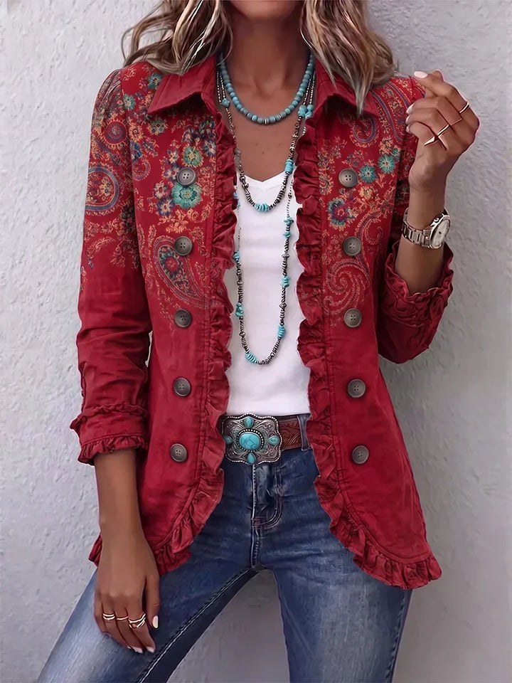 Kimberly™ | Veste Utilitaire à Volants Brodée Florale Boho-chic