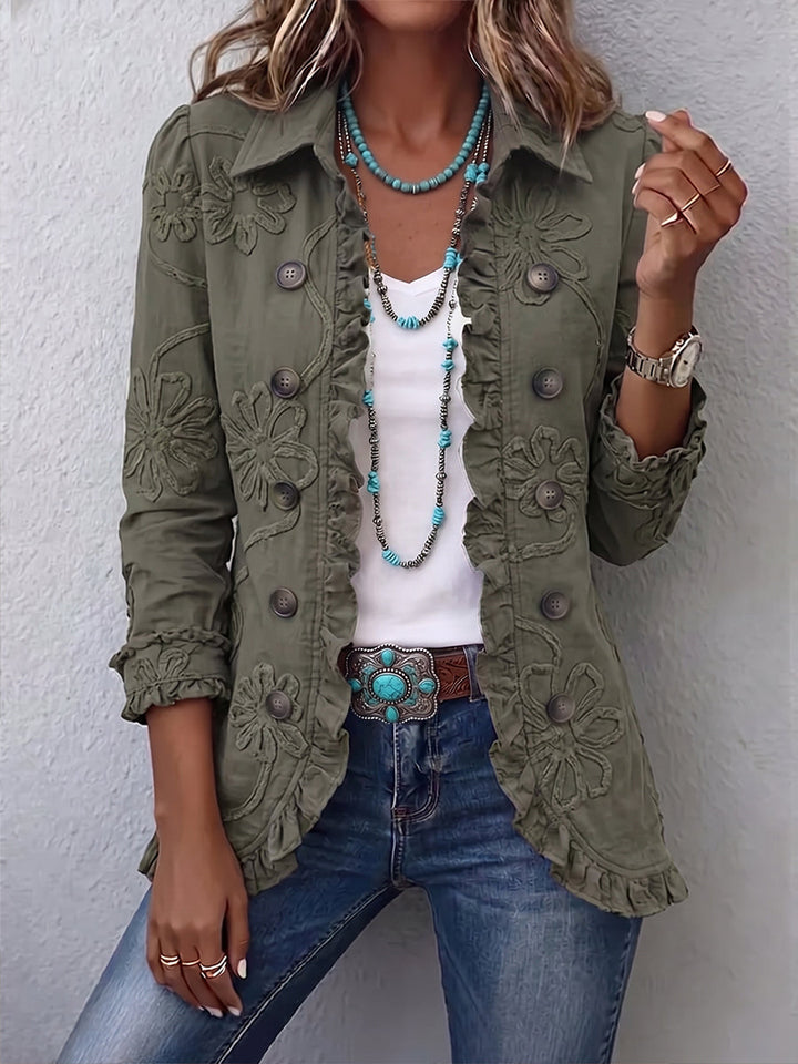 Kimberly™ | Veste Utilitaire à Volants Brodée Florale Boho-chic