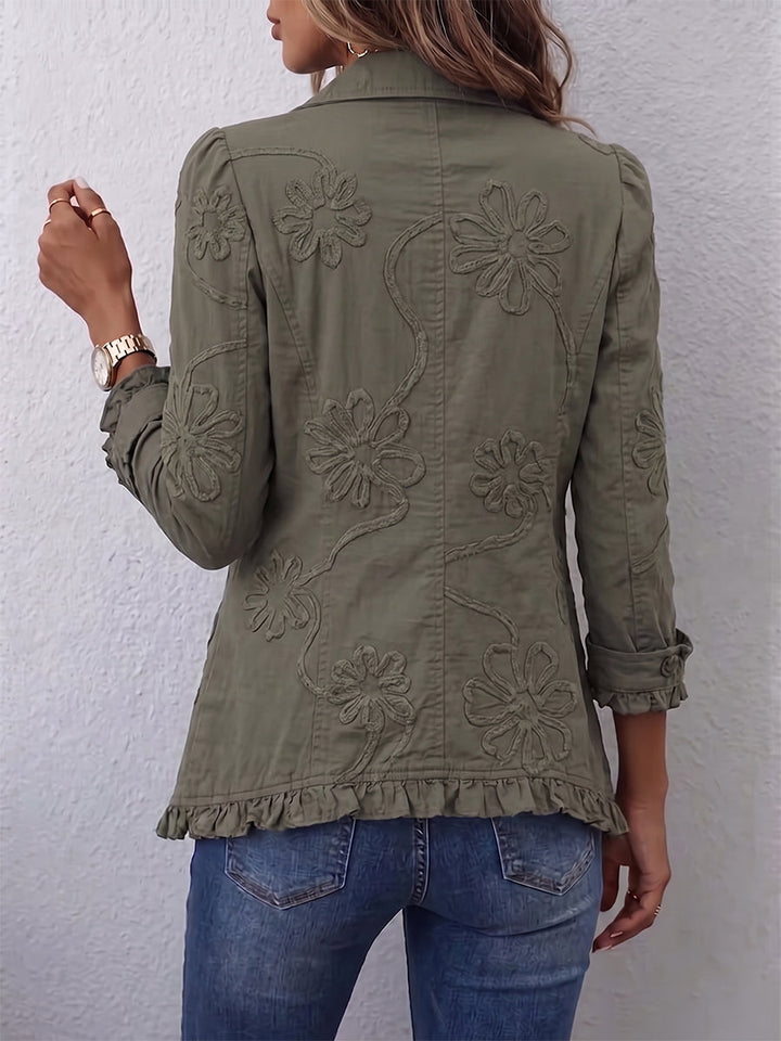 Kimberly™ | Veste Utilitaire à Volants Brodée Florale Boho-chic