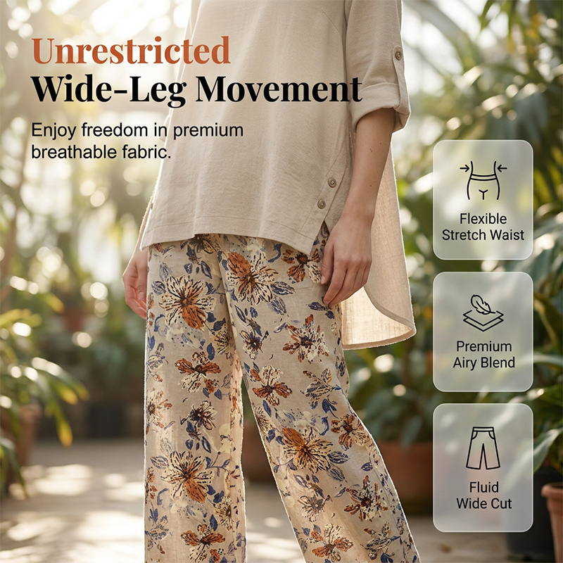Stella | Ensemble Coton-lin Avec Tunique et Pantalon Fleuri