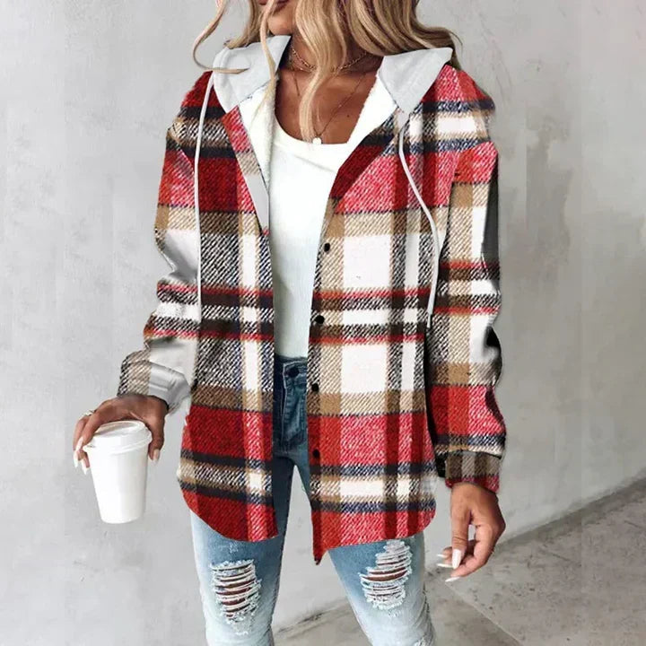 Nora | Veste à Carreaux Douillette avec Capuche