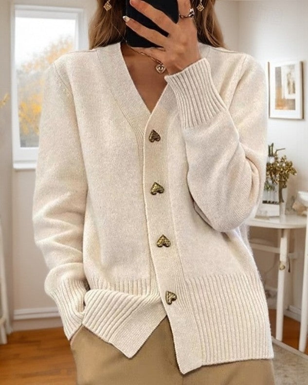 Pull Ouvert à Boutons Cœur