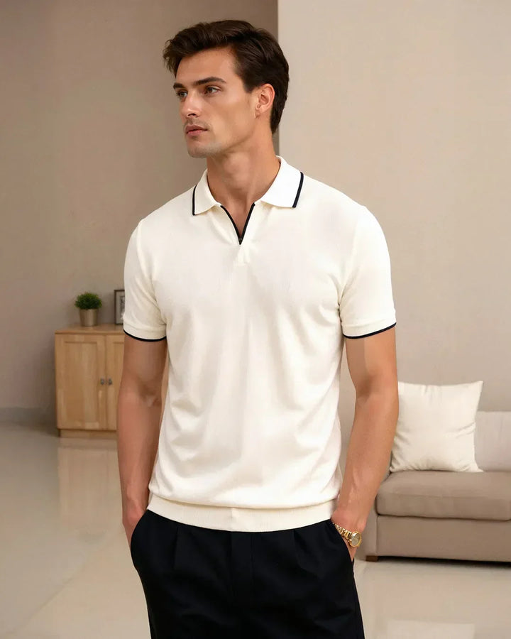 JOHN | POLO SUR MESURE EN PIQUÉ AVEC DÉTAILS CONTRASTANTS