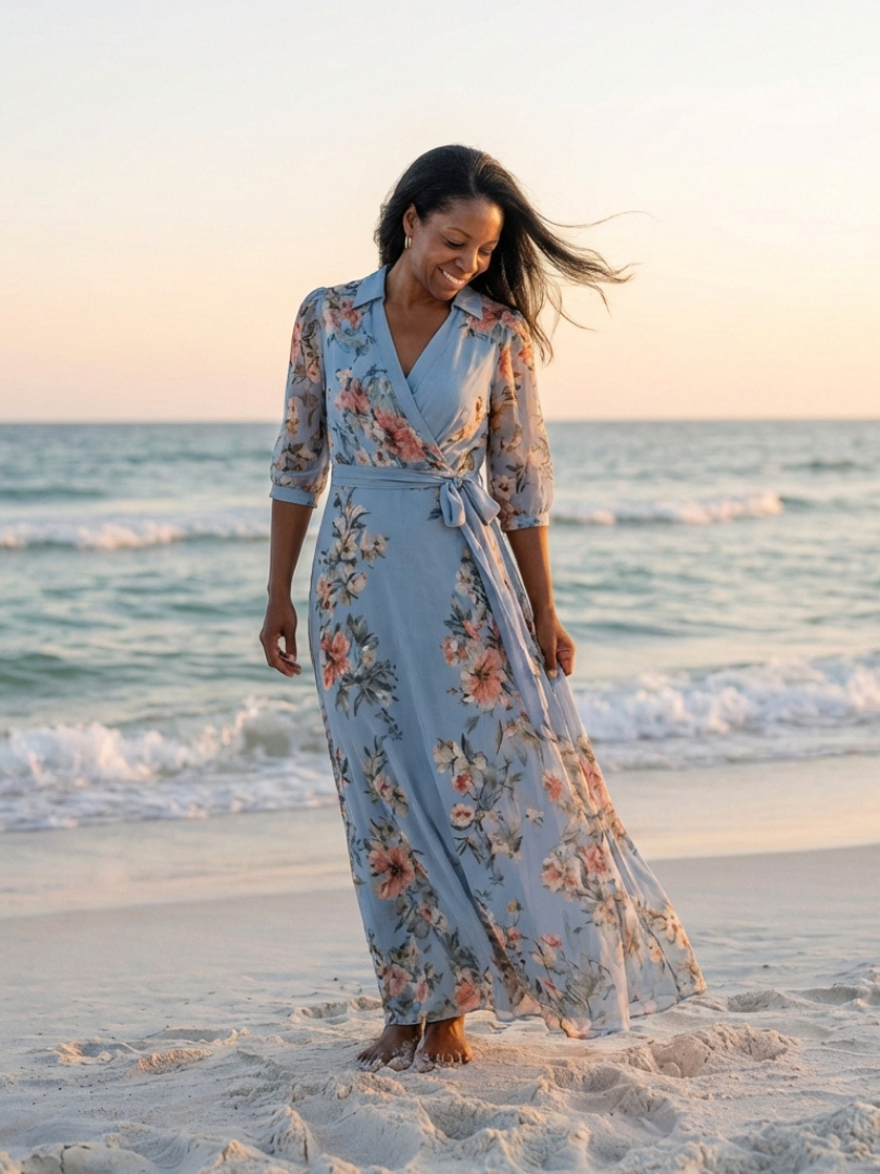 Camille | Robe Maxi à Enveloppe à Col en V Floral